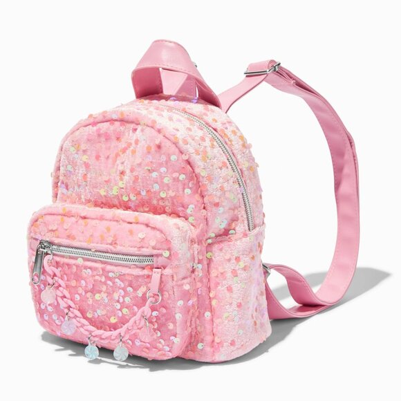 NEW WITH TAG Sequin Bright Pink Mini Backpack - Picture 1 of 3